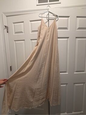 Commense Soft Cream Flowing Maxi Slip Dress